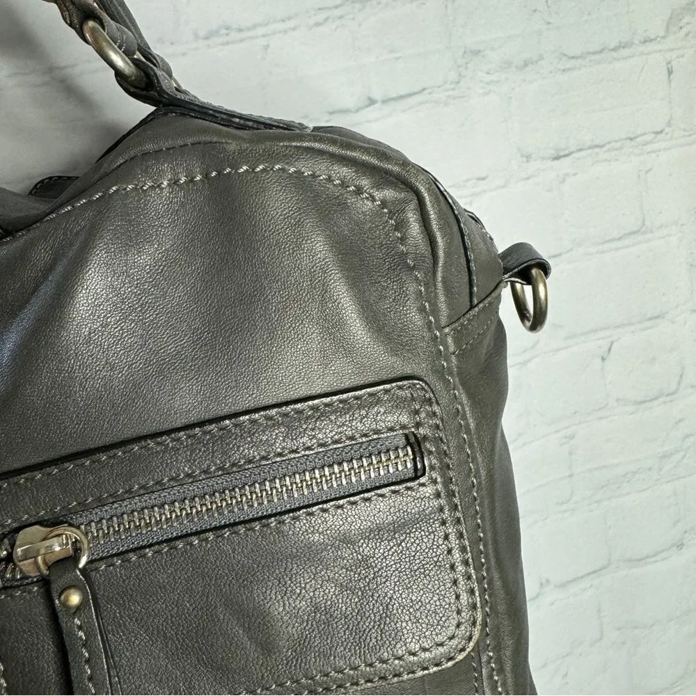Banana Republic Charcoal Lambskin Leather Slouchy Satchel Hobo Quiet Luxury